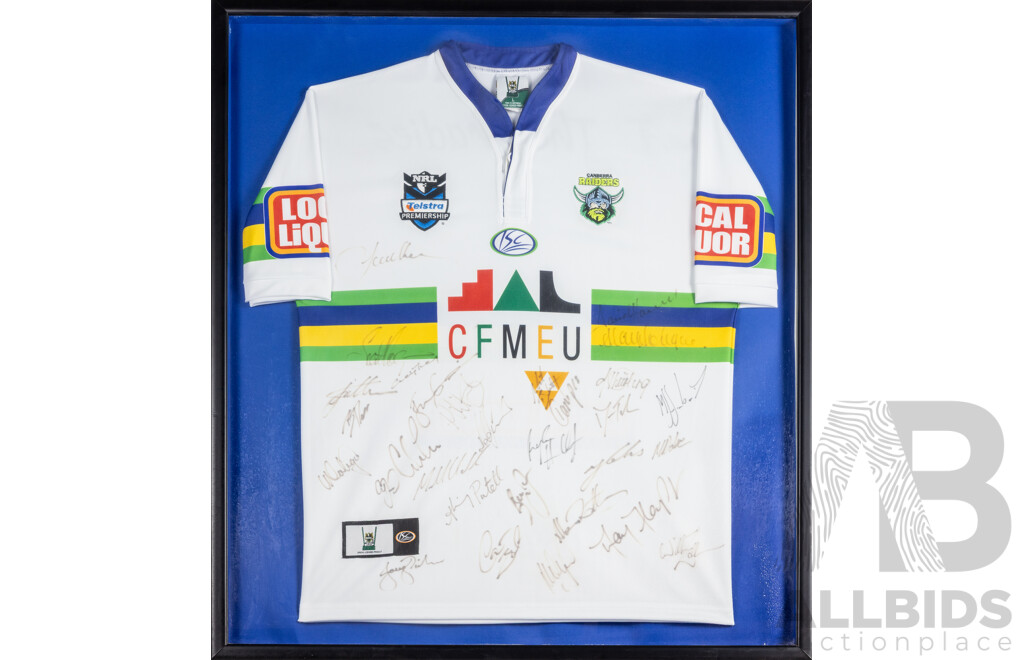 Framed Signed Canberra Raiders 2007 Away Jersey