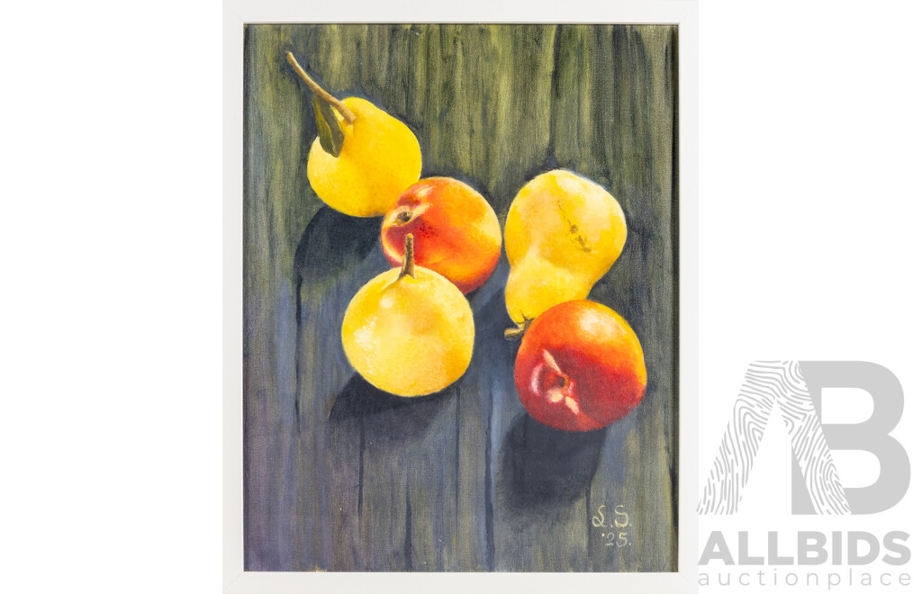 Lazo Stankovic (20th Century, Australian), Fruit (2025), Wonderful Original Oil on Canvas, 52H x 42W cm (frame)