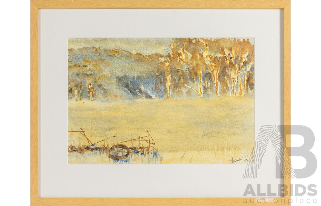 A.A Sussman, (20th Century, Australian), Front Paddock, Boolgana (2007), Original Watercolour on Arches Rough Paper, 44H x 55W cm (frame)