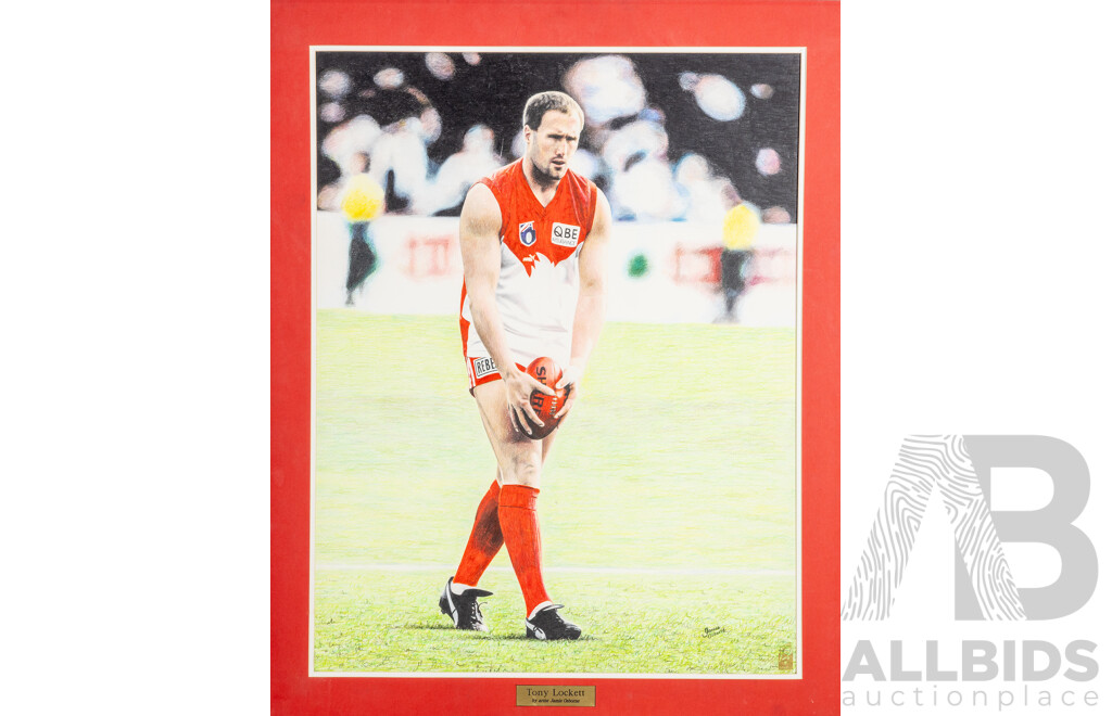 Jamie Osborne, (20th Century, Australian), Tony Lockett, Original Coloured Pencil Sketch, 92 H x 75 W cm (with Mat Board)