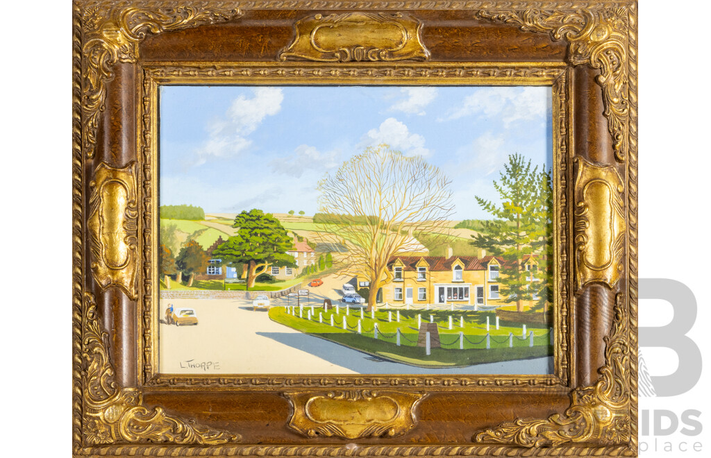 Leonard Thorpe, (20th Century, British, 1910-15?-?), Village Life, Vintage Oil on Canvas Board, 47H x 57W cm (frame)