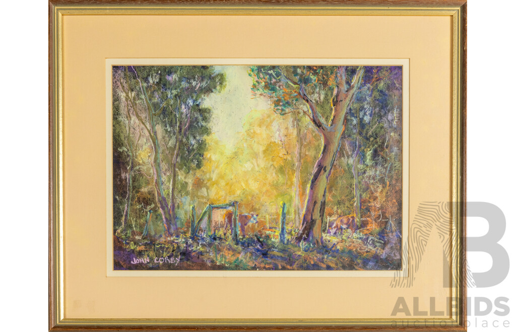 John Corby (20th Century, Australian,1958-), Morning Light, Original Oil on Canvas Cloth Framed, 48H x 60W cm (frame)
