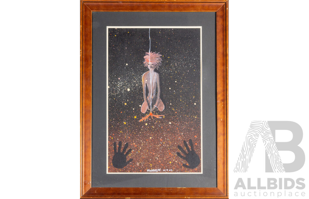 Douglas Kwarple Abbott, (20th Century, Indigenous-Australian, 1948-2015), Traditional Woman (2002), Original Oil on Canvas Cloth Framed, 93H x 67W cm (frame)
