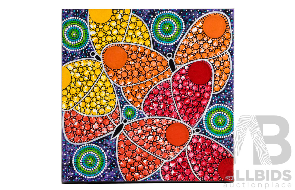 Sarah Richards, (20th Century, Indigenous-Australian) Transformational - Marrawuy Journeys (2017) Original Acrylic on Canvas, 51H x 51W cm