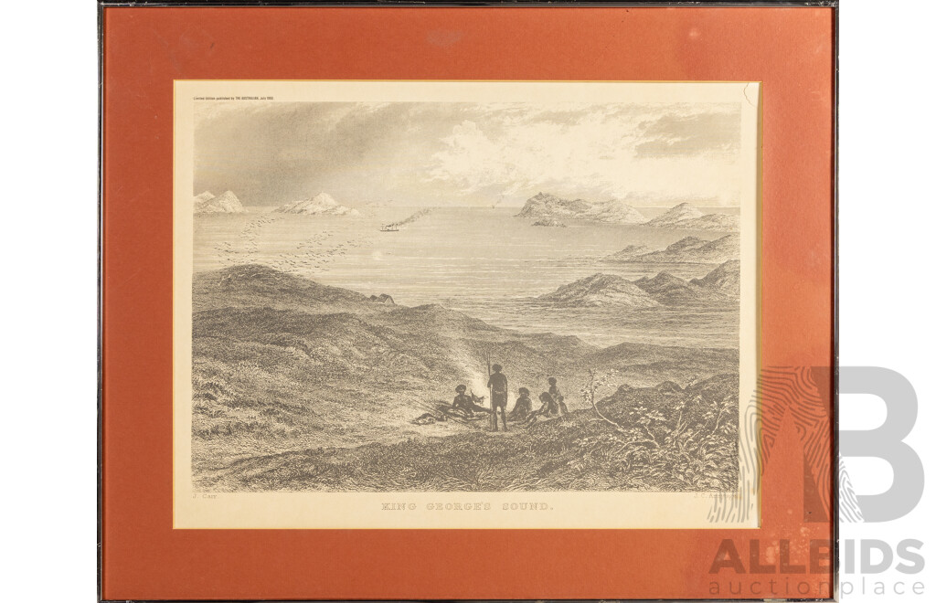 King George's Sound (1968), Historic Vintage Print, After Original Painting by J.Carr with Engraving by J.C.Armytage (c1874), 67H x 82W cm (frame)