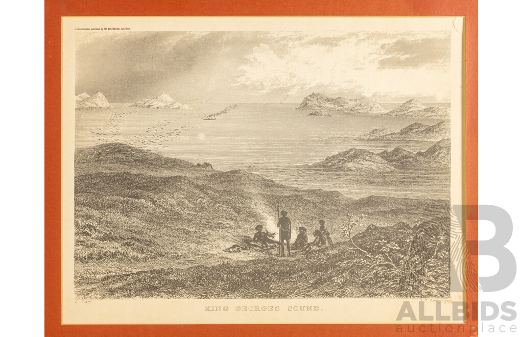 King George's Sound (1968), Historic Vintage Print, After Original Painting by J.Carr with Engraving by J.C.Armytage (c1874), 67H x 82W cm (frame)