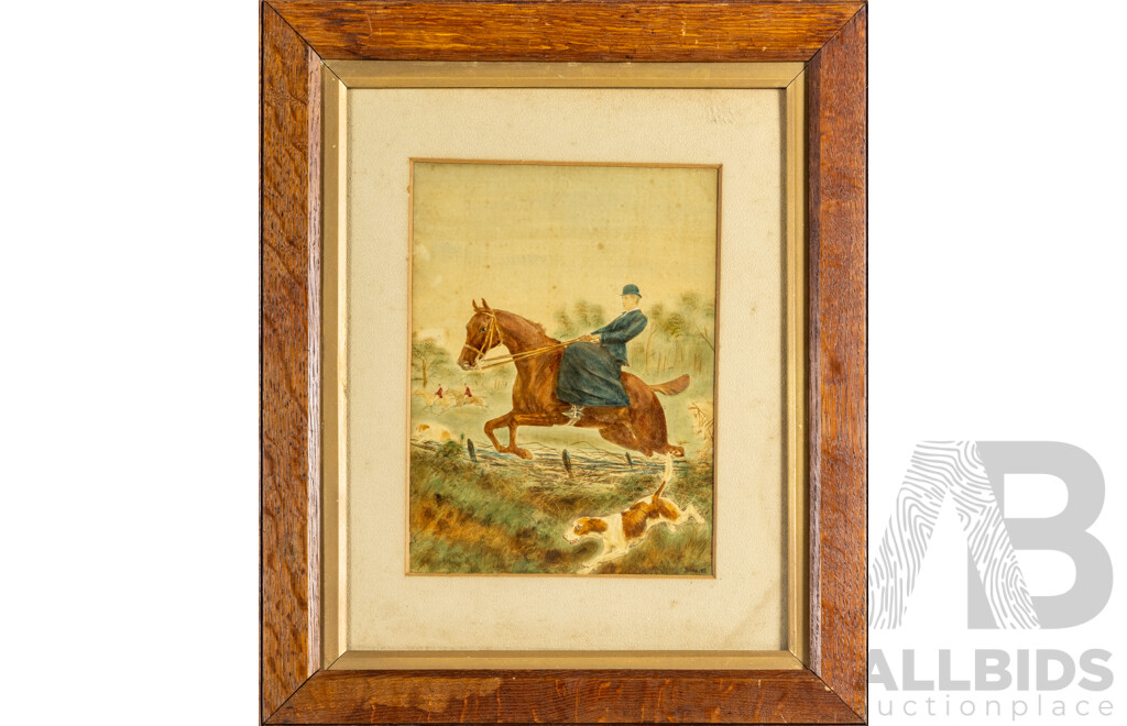Thomas Blinks, (19/20th Centuries, British, 1853-1912), Fox Hunting (1892), Wonderful Antique Oil, 45H X 37W Cm (frame)