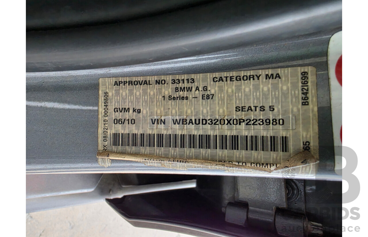 06/2010 BMW 120i E87 MY09 5d Hatchback Grey 2.0L