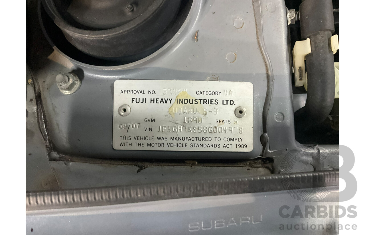 09/2007 Subaru Impreza RX (AWD) MY08 5d Hatchback Silver 2.0L