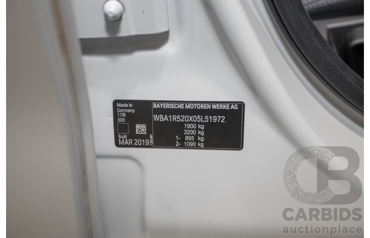 5/2019 BMW 118i M Sport F20 LCI MY18 5d Hatchback Alpine White Turbo 1.5L