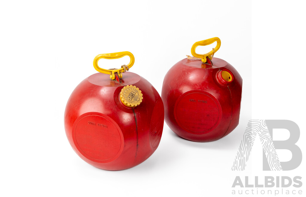 Pair of Vintage Spherical Plastic Shell Jerry Cans