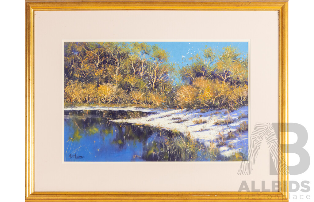 Alex Andrews (20th Century, Australian, 1947-), Sand Dunes & Shadows Lake McKenzie, Fraser Island, Original Oil on Board, 64H x 85W cm (frame)