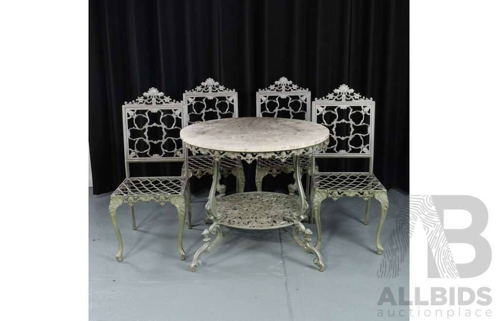 Five Piece Alloy Outdoor Garden Table Set