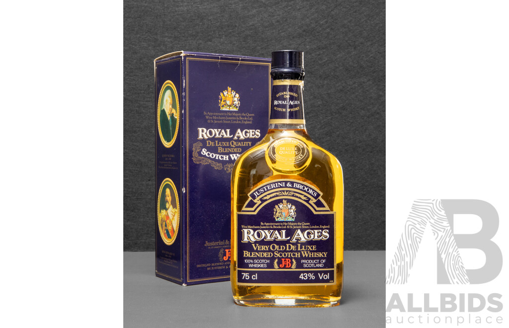 Vintage Justerini & Brooks Ages Very Old De Luxe Blended Scotch Whisky in Presentation Box
