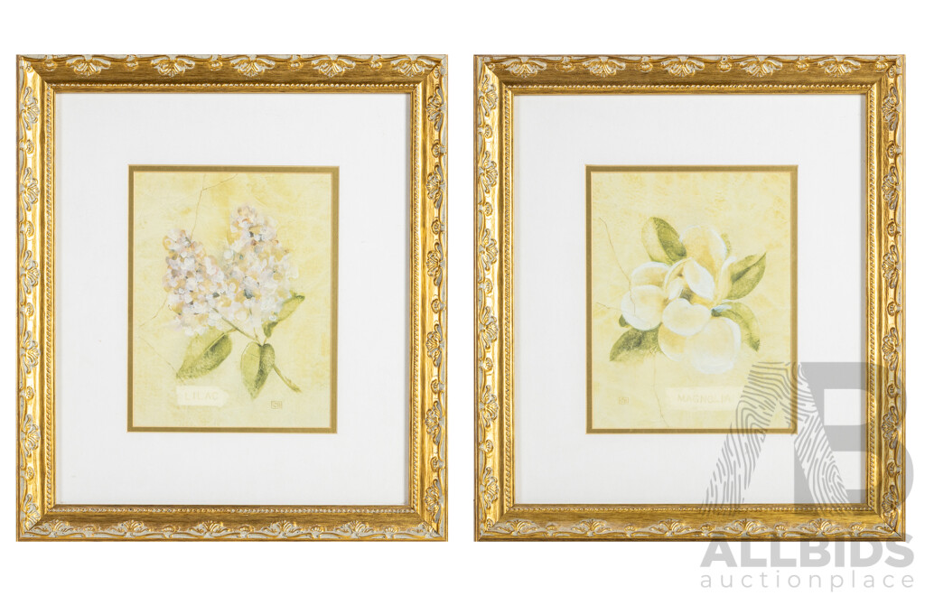 Cheri Blum (20th Century, American, 1969-2003), Magnolia & Lilac, Pair of Prints After Originals, 45H x 40W cm (frames) (2)