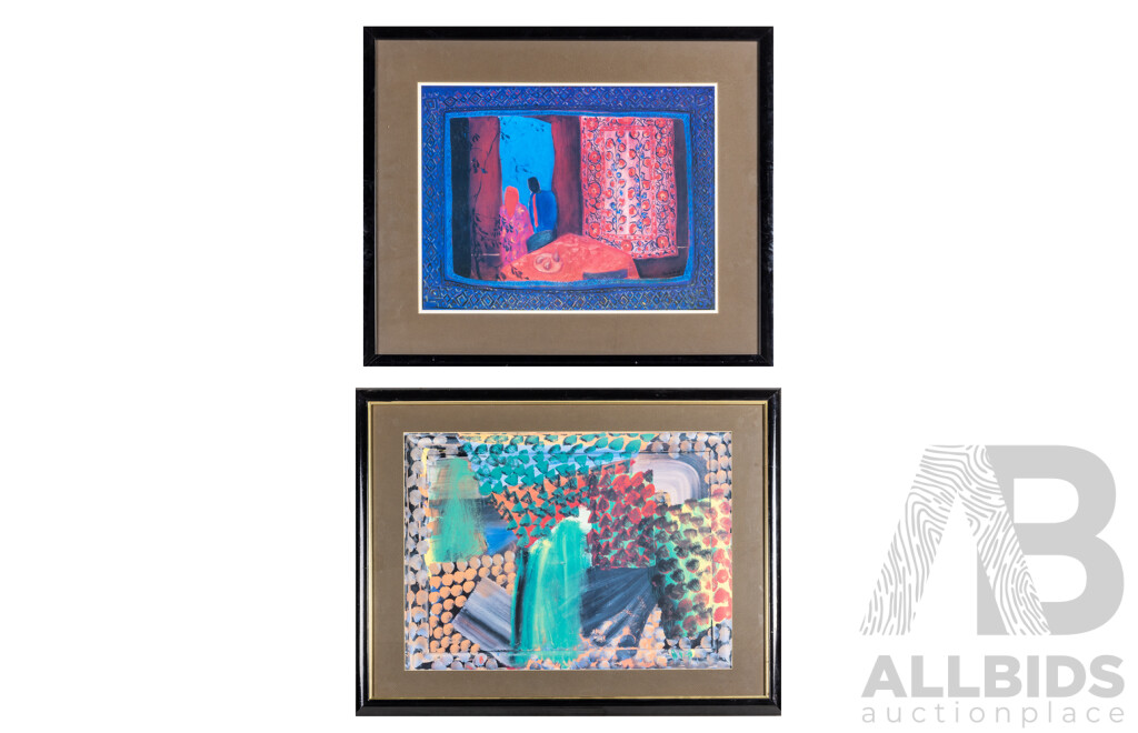 Howard Hodgkin & Beckett (20th Century), Old Money & French Window, Pair of Contemporary Colour Prints, 64H x 84W cm (frames) (2)