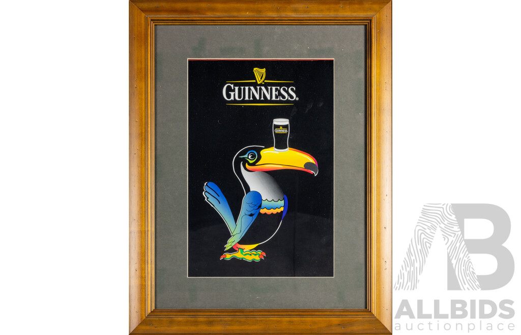 Vintage Style John Gilroy Designed Guinness Toucan Advertising Colour Print, 71H x 30W cm (frame)
