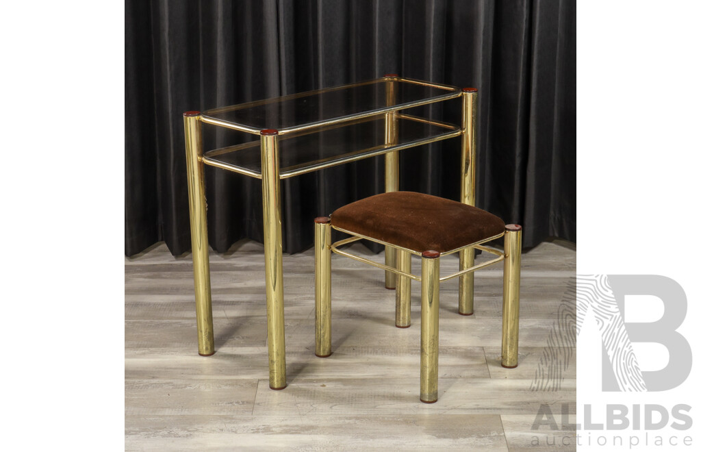 Brass Glass Top Hall Table