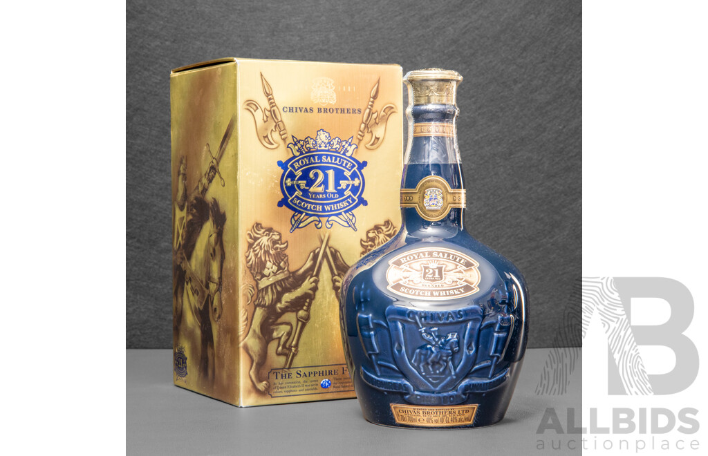 Chivas Regal Royal Salute 'The Sapphire Flagon' Scotch Whisky in Presentation Box