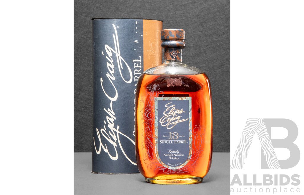 Vintage Elijah Craig Single Barrel Kentucky Straight Bourbon Whiskey, Aged 18 Years, in Presentation Tube, Barreled 10/21/1976