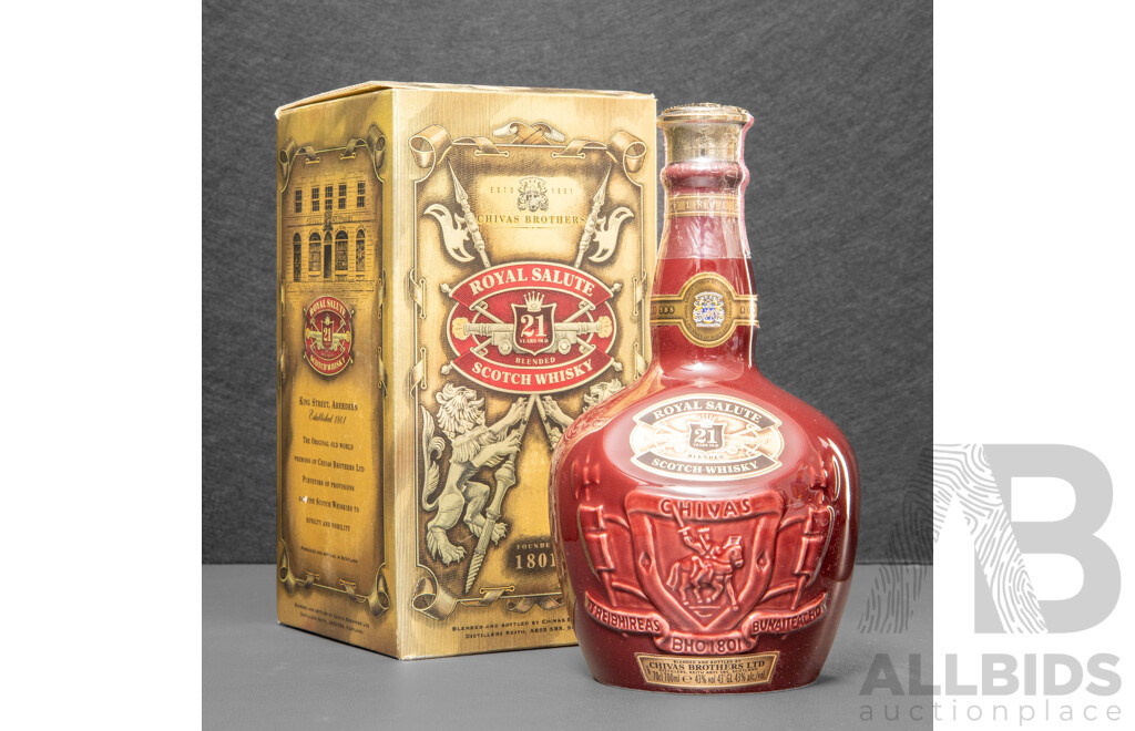 Early Chivas Regal 'The Ruby Flagon' Royal Salute Scotch Whisky in Presentation Box