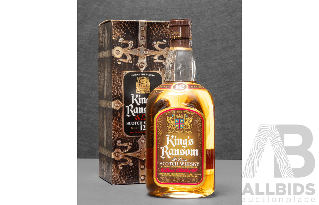Early 1970's Kings Ransom De Luxe Scotch Whisky in Presentation Box
