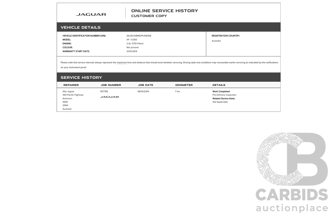 01/2013 Jaguar XF 2.0 Luxury MY13 4d Sedan Black 2.0L