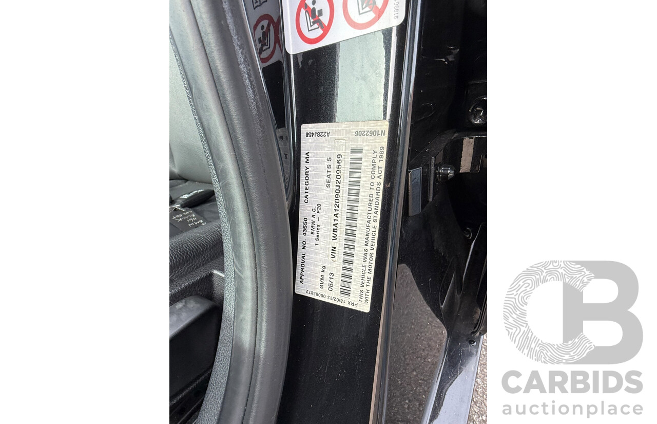 05/2013 Bmw 1 16i RWD F20 5D Hatchback Black 1.6L
