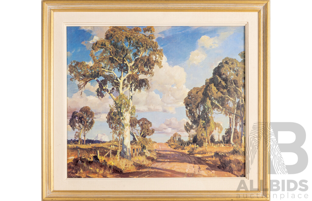 Hans Heysen, (19/20th Centuries, German-Born Australian, 1877-1968), Ambleside Landscape (1924), Vintage Print on Board After Original Watercolour, 60.5 H x 80 W cm (frame)