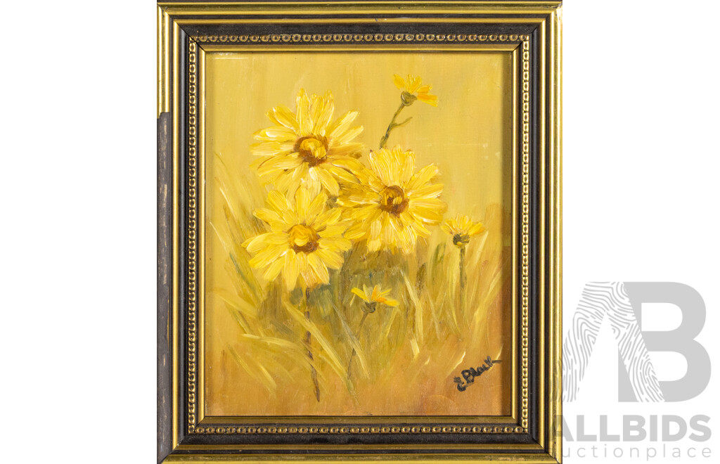 Elva Black (20th Century, Australian), Bowl of Roses and Growing Wild, Pair of Original Vintage Oils on Canvas Board/Board, 35H x 31W cm (frame largest) (2)