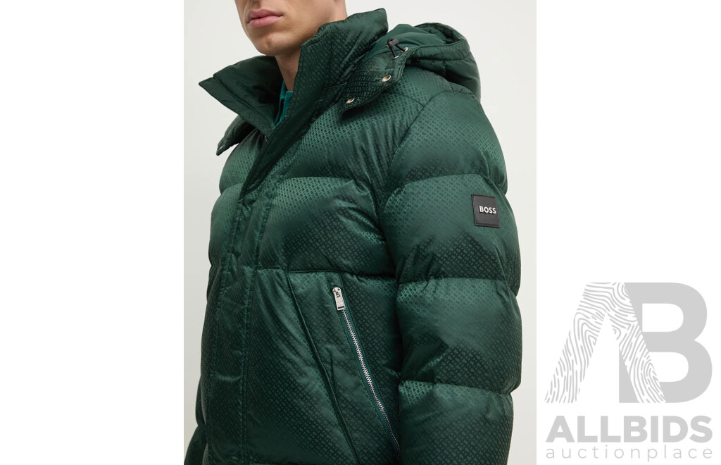 Monogram Jacquard Padded Jacket - Green (size 48) Branded BOSS