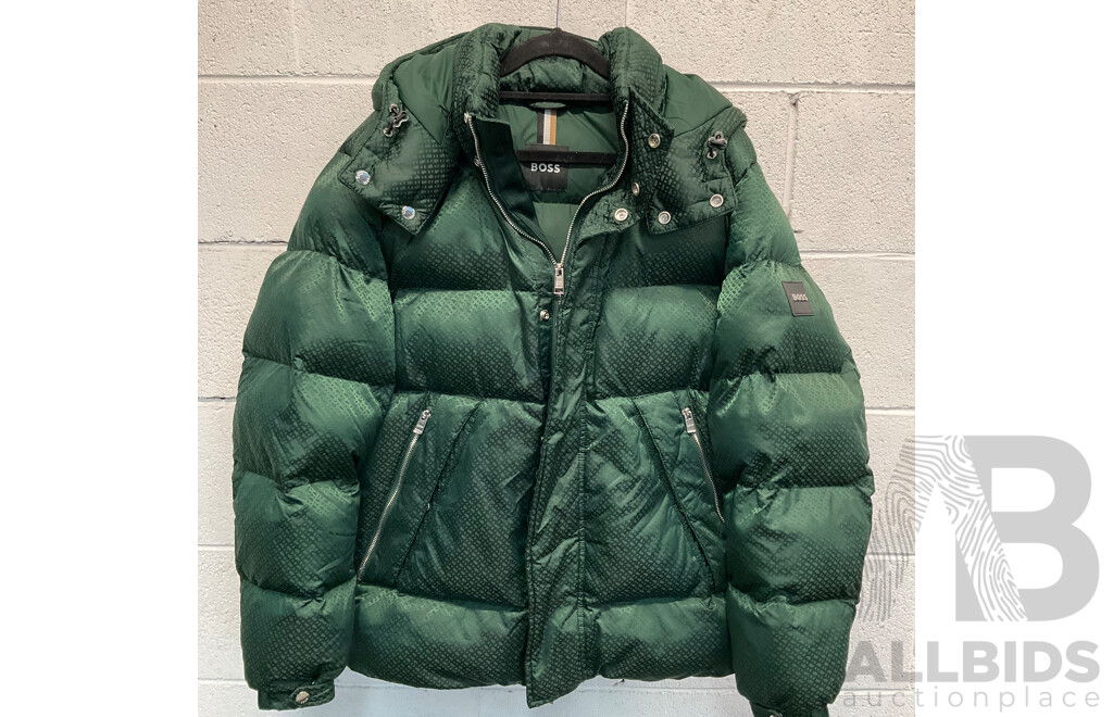 Monogram Jacquard Padded Jacket - Green (size 48) Branded BOSS