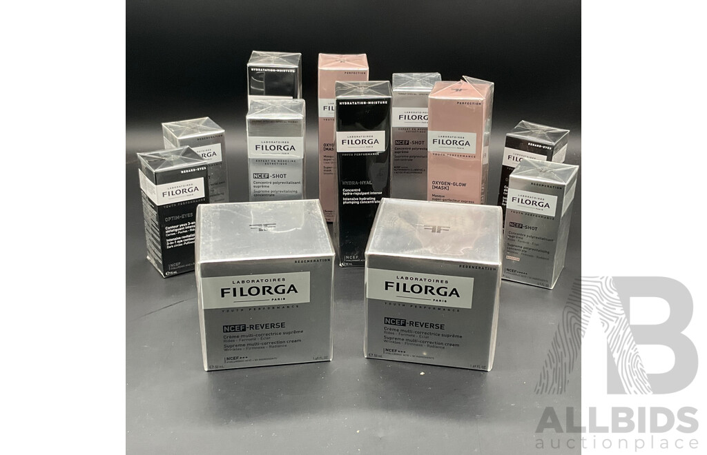 FILORGA NCEF-Reverse and Hydra-Hyal Skincare Anti-aging and Hydration Products - Lot of 12