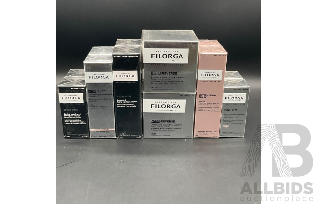FILORGA NCEF-Reverse and Hydra-Hyal Skincare Anti-aging and Hydration Products - Lot of 12