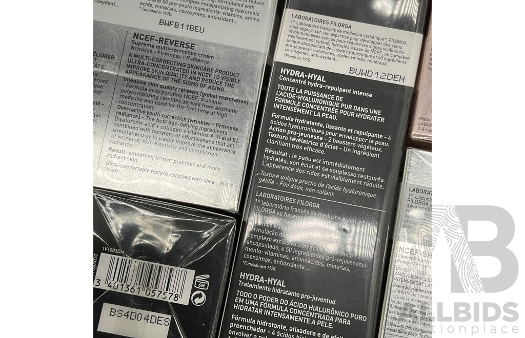 FILORGA NCEF-Reverse and Hydra-Hyal Skincare Anti-aging and Hydration Products - Lot of 12