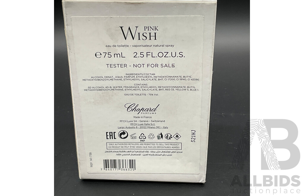 CHOPARD WISH PINK 70ml Eau De Toilette TESTER - Lot of 2