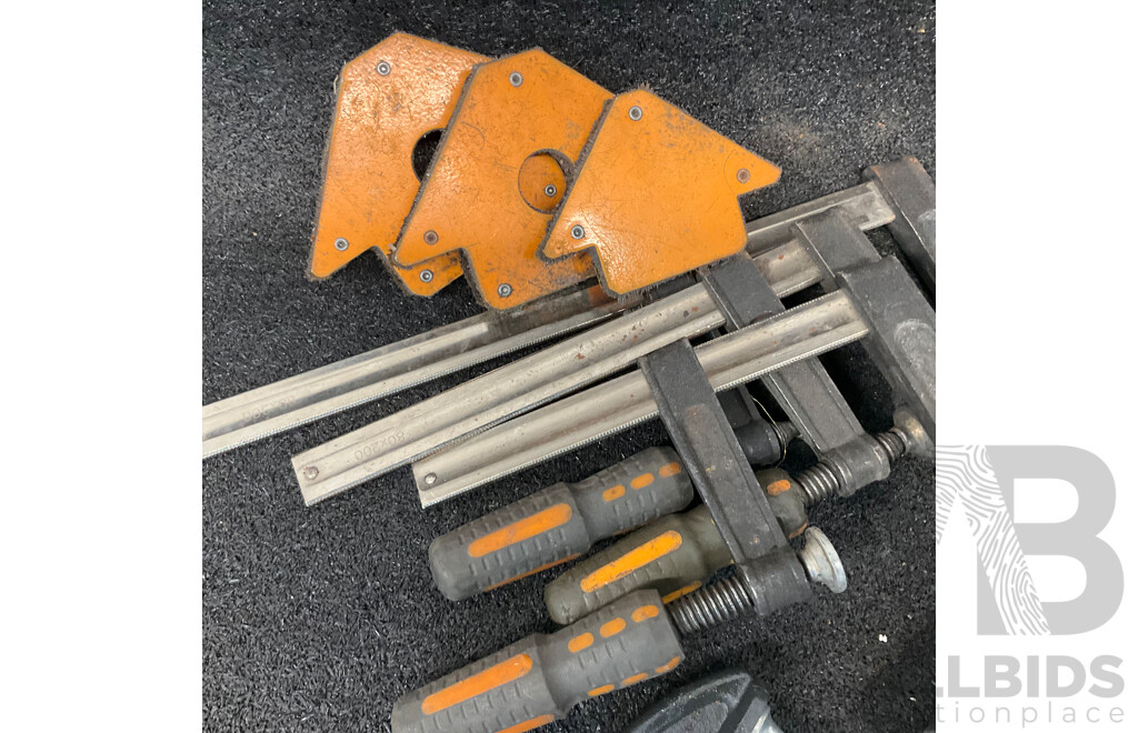 Assorted Welding Tools and DeWALT Tool Bag