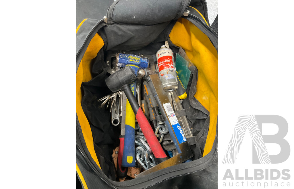 Assorted Welding Tools and DeWALT Tool Bag
