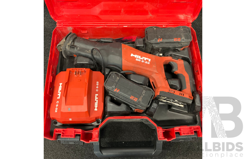 HILTI SR 6-22 Reciprocating Saw Kit, Including 2x Battery and Battery Charger