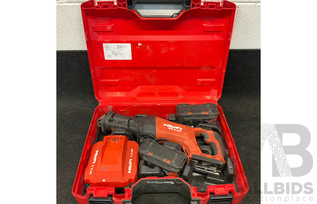 HILTI SR 6-22 Reciprocating Saw Kit, Including 2x Battery and Battery Charger