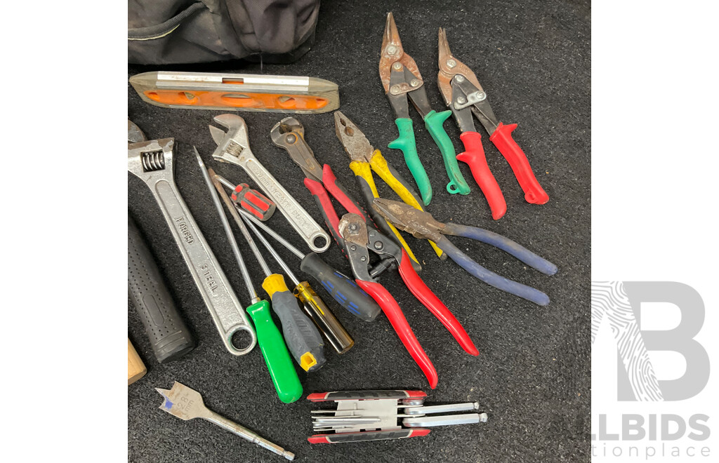 Assorted Hand Tools, ARLEC Work Light and RYOBI Tools Bag