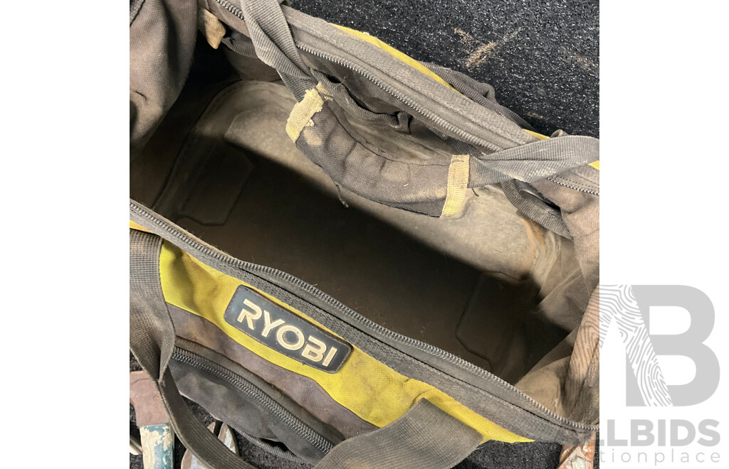 Assorted Hand Tools, ARLEC Work Light and RYOBI Tools Bag