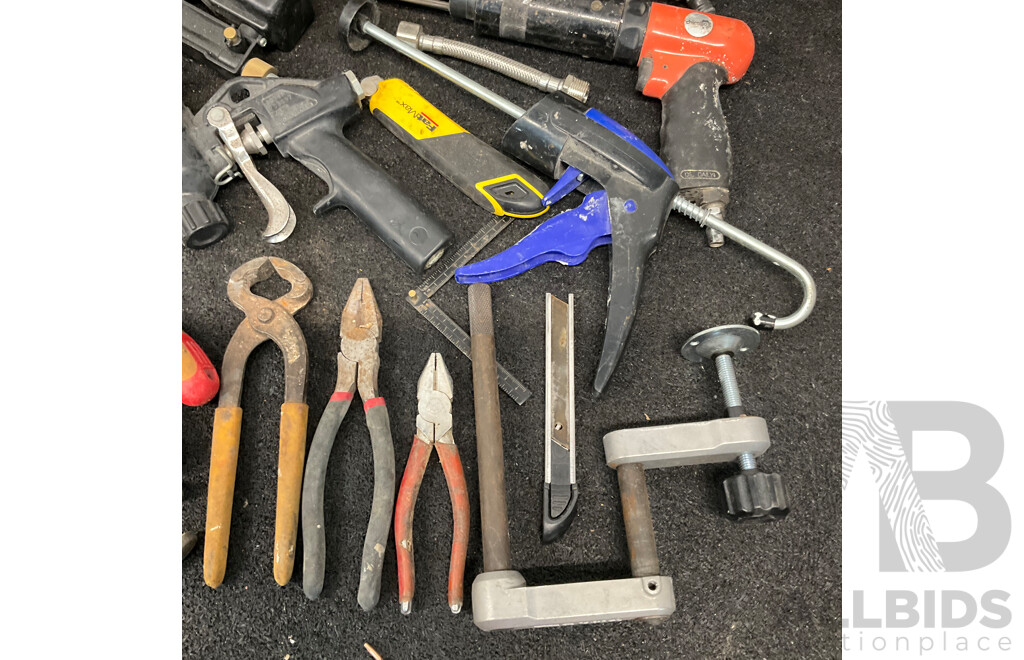 Assorted Hand Tools, Air Blast Guns, Compressed Air Needle Scaler and Others
