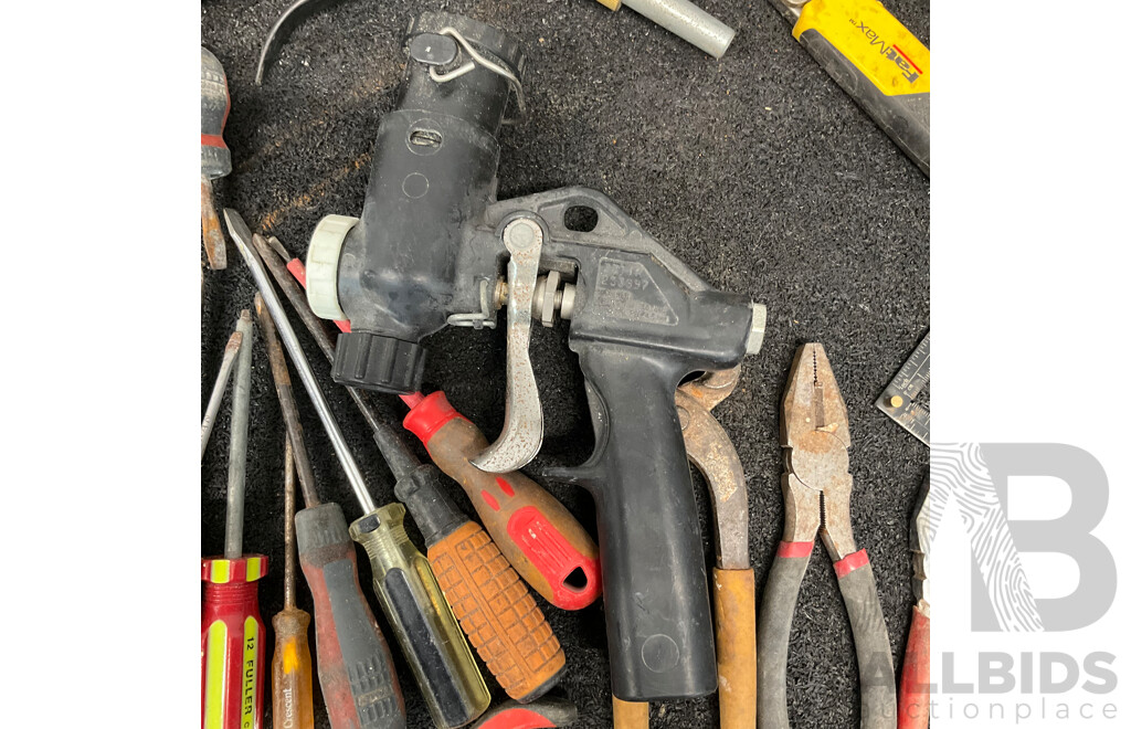 Assorted Hand Tools, Air Blast Guns, Compressed Air Needle Scaler and Others