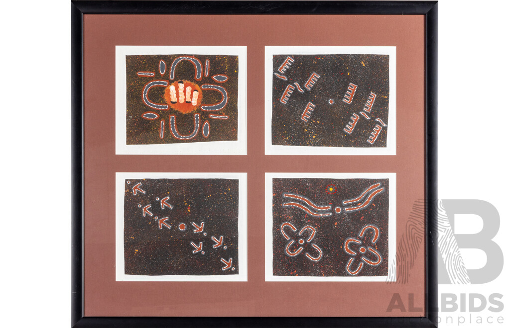 Artist Unknown (20th Century, Indigenous-Australian), Ancestor's Dream-Time Journey, Original Acrylic on Canvas, 68H x 77W cm (frame)