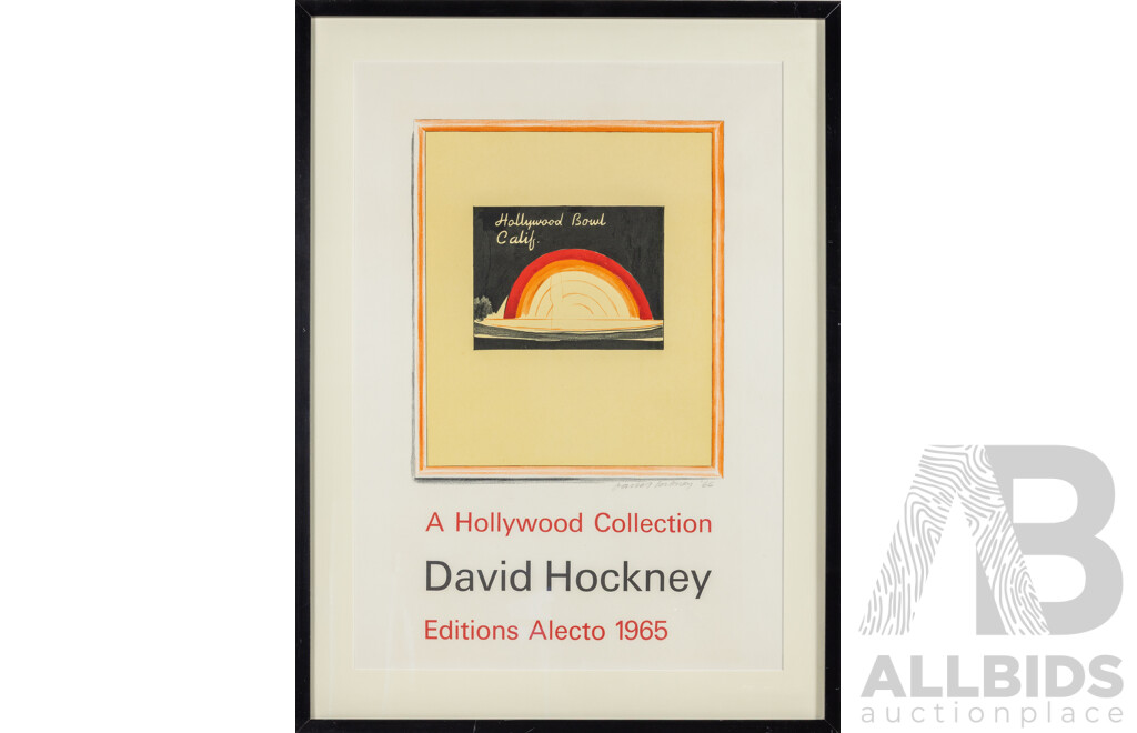David Hockney (20th Century, British, 1937-2026), Hollywood Bowl [Title Page From 'A Hollywood Collection Portfolio'], Original Signed and Dated (1966) Offset Lithograph in Colours, 79H x 59W cm (frame)