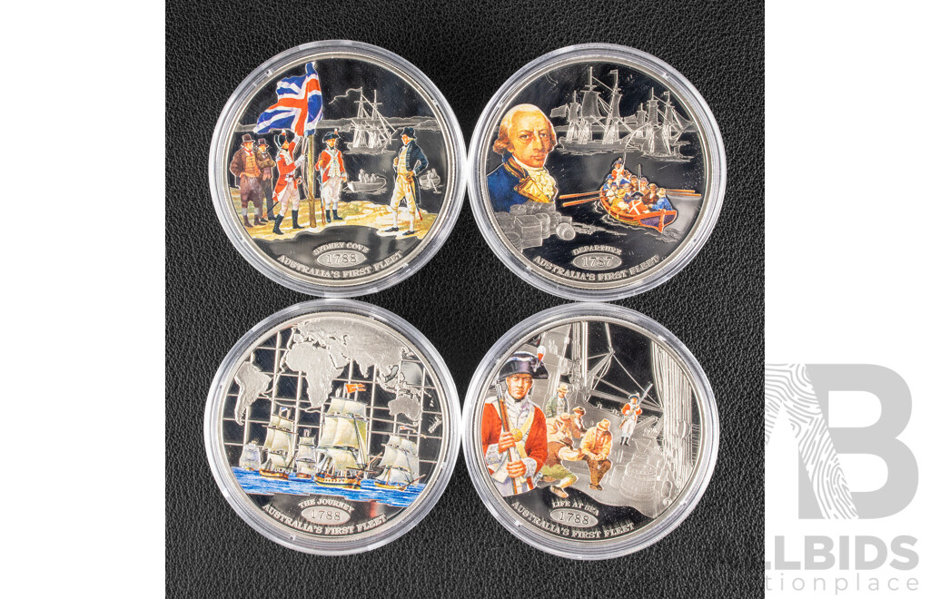 Tokelau 2013 Four Silver Proof One Dollar Coin Set, Australia's First Fleet .925