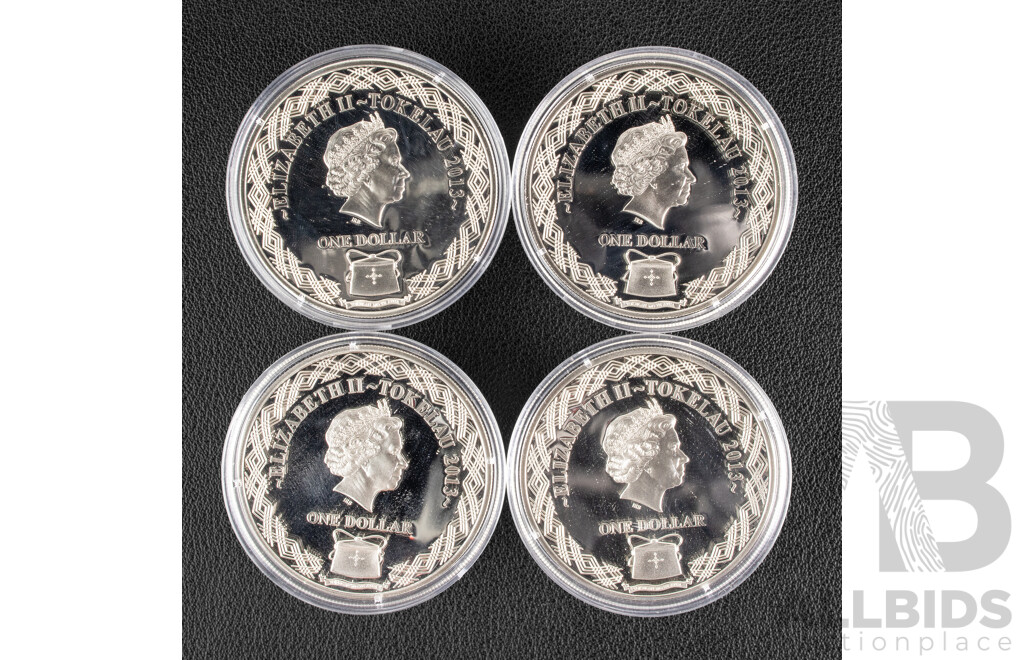 Tokelau 2013 Four Silver Proof One Dollar Coin Set, Australia's First Fleet .925