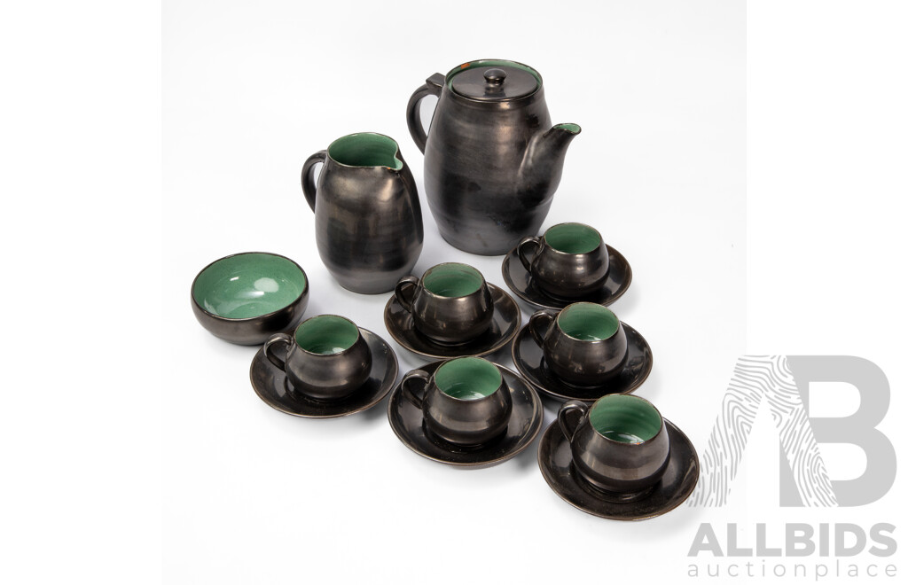 Vintage English Lakes Handmade Cornish Pottery Tea Service for Six