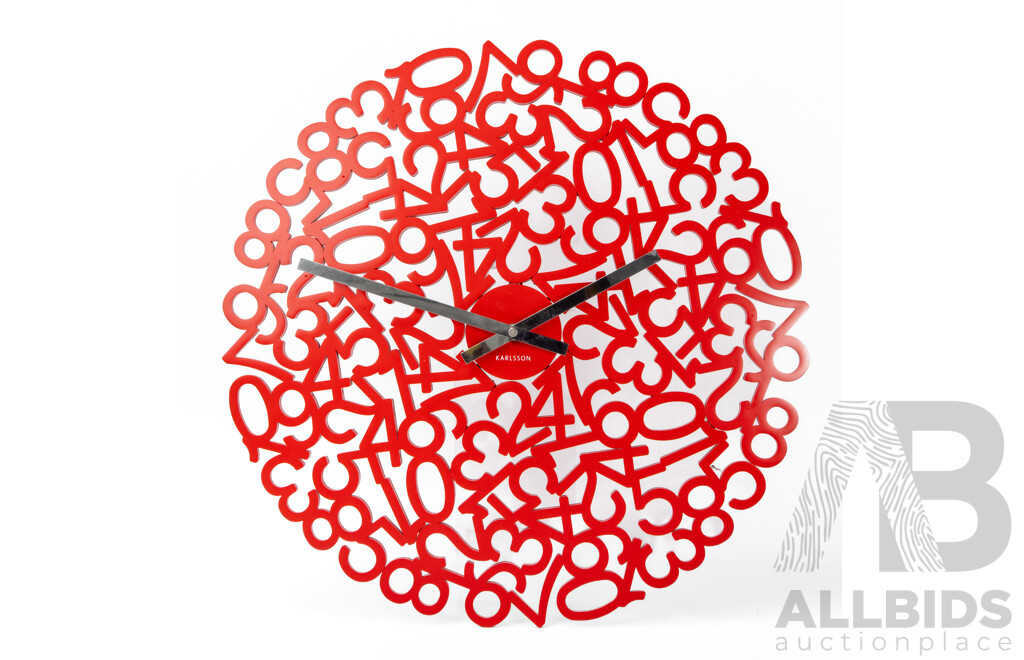 Red Karlsson Mixed Numbers Wall Clock Designed by J.P. Meulendijks